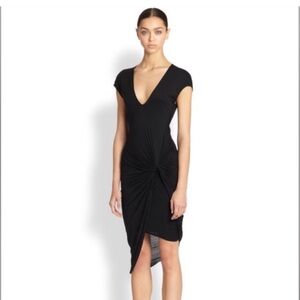 Helmut Lang Black V Neck Twist Micro Modal Dress